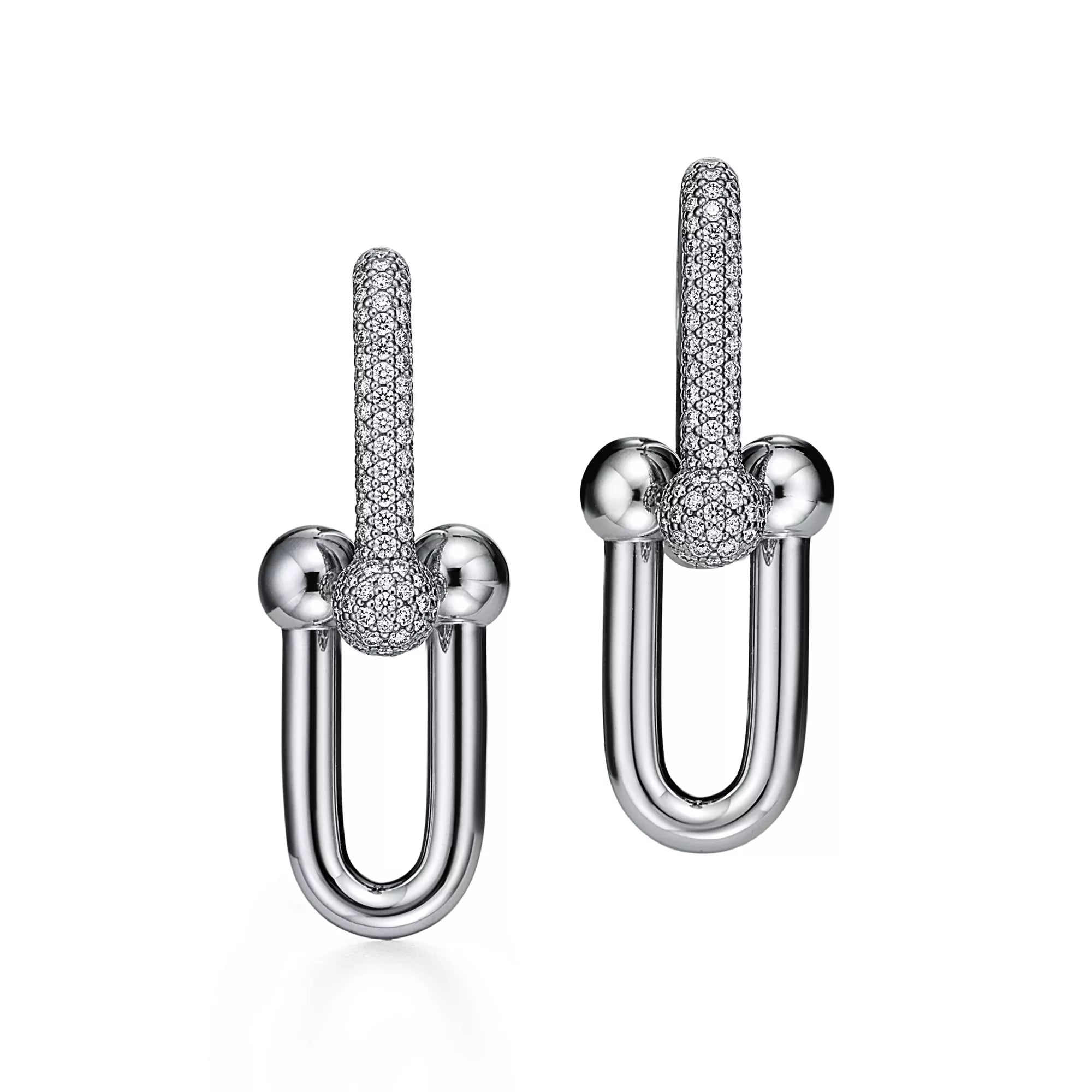 AV Pulse Earrings - Medium Link Pavé Diamonds (White Gold)