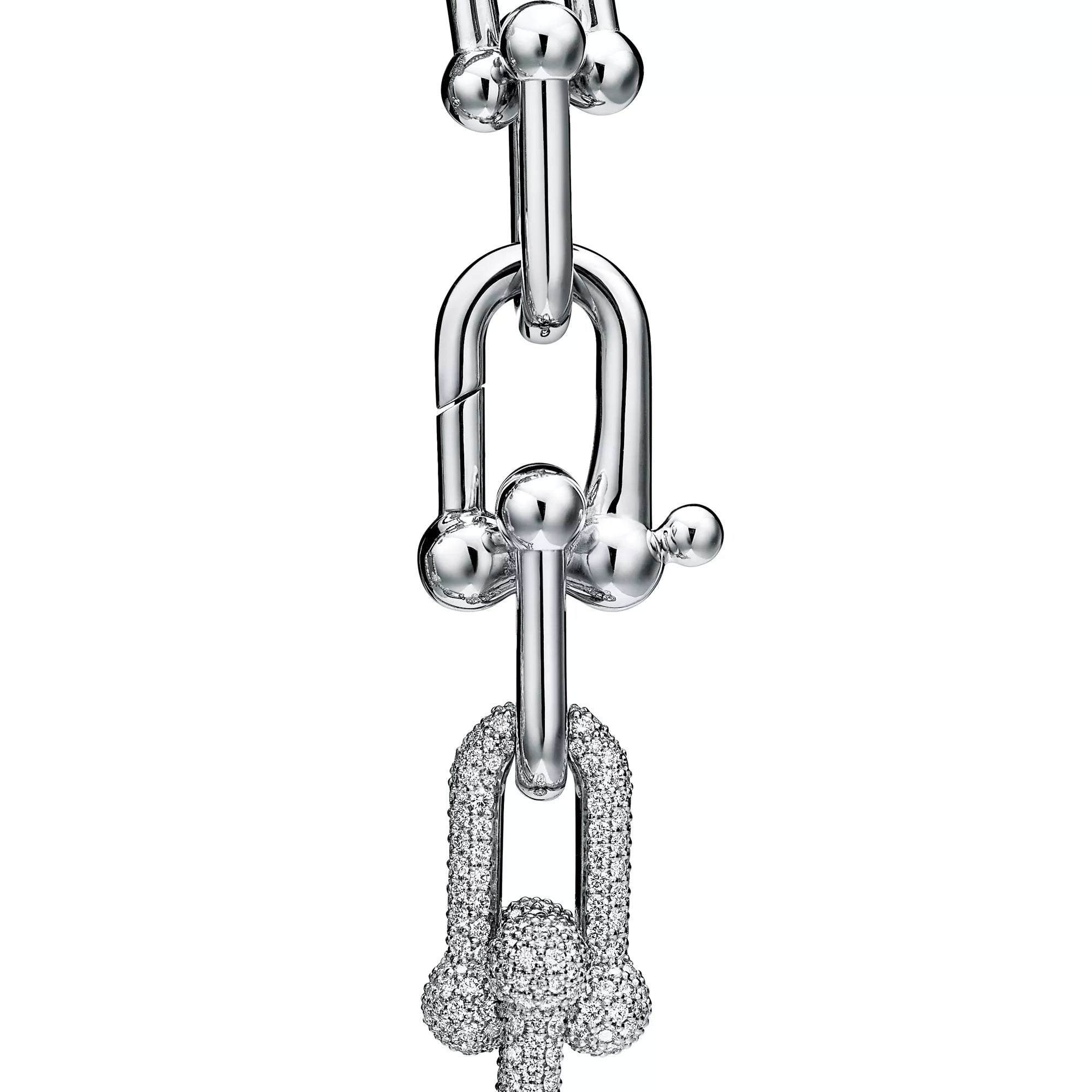 AV Pulse Bracelet - Large Link with 3 Diamond Links (White Gold)