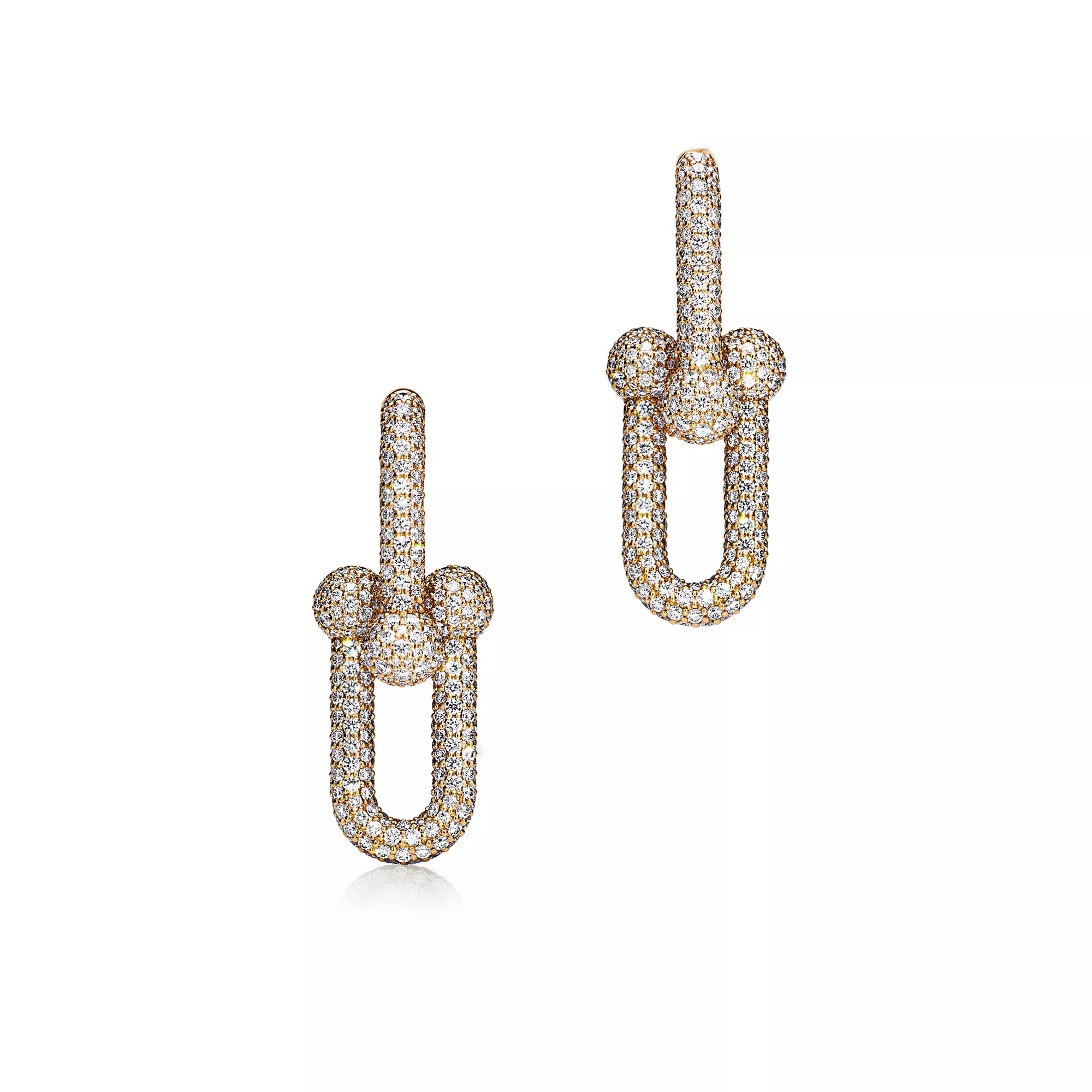 AV Pulse Earrings - Large Link Full Pavé Diamonds (Yellow Gold)