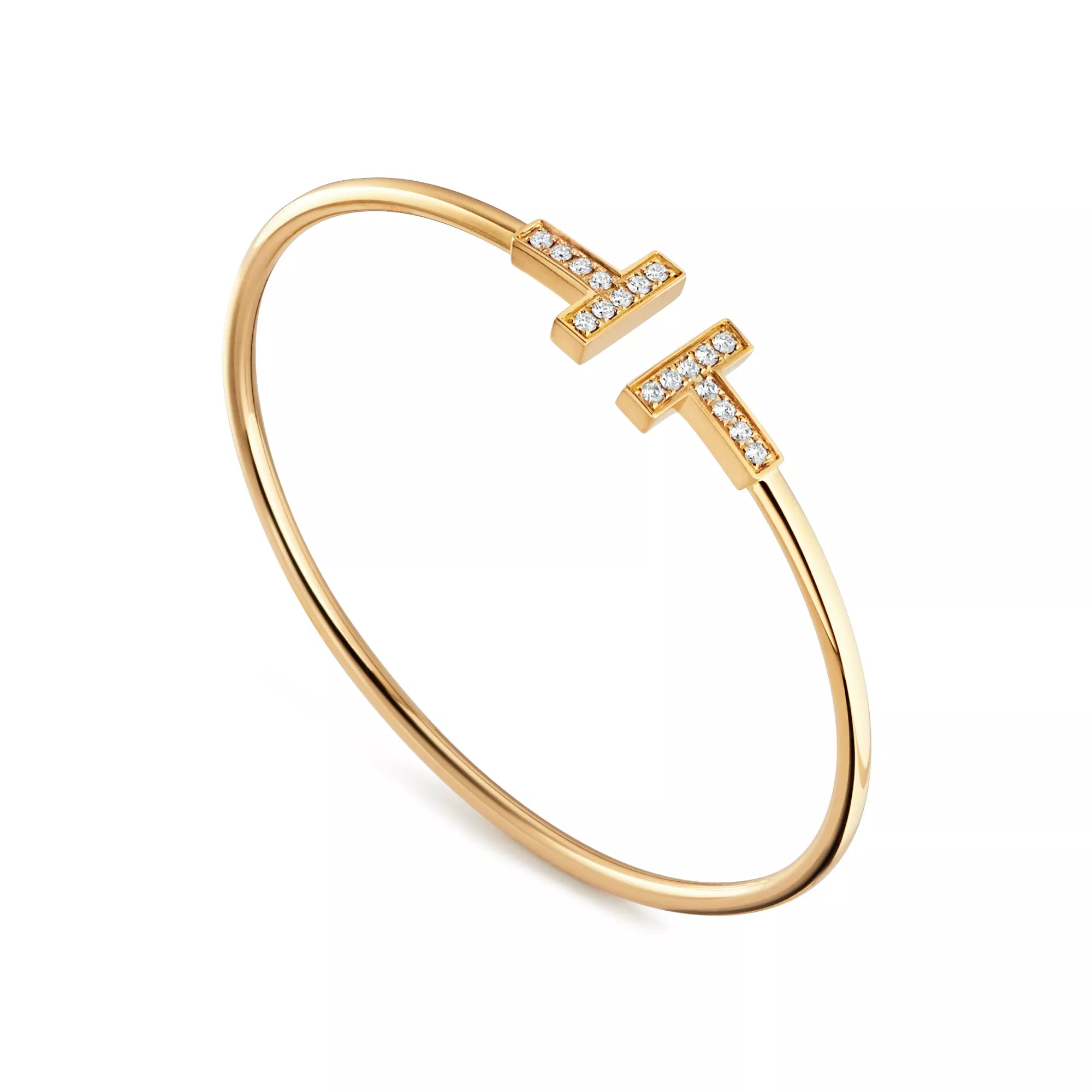 AV T Bracelet - Yellow Gold Wire with Diamonds