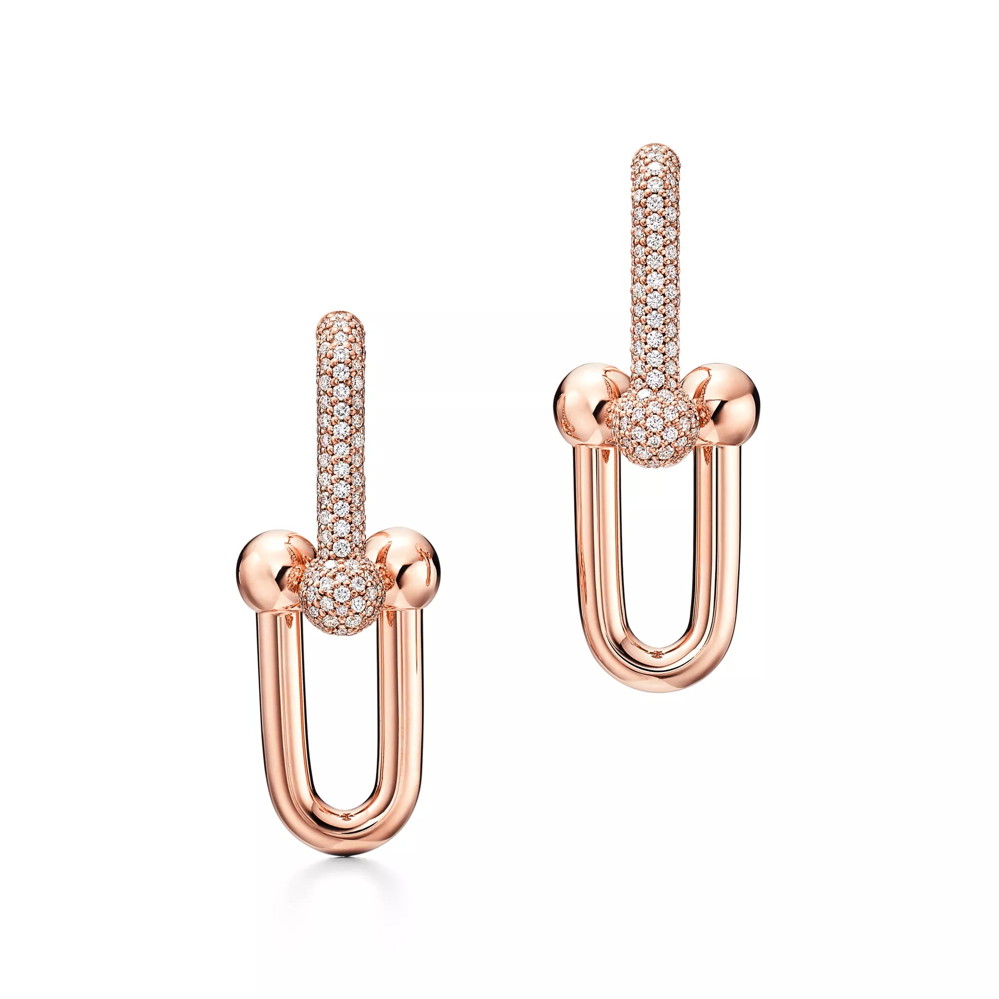 AV Pulse Earrings - Large Link Pavé Diamonds (Rose Gold)