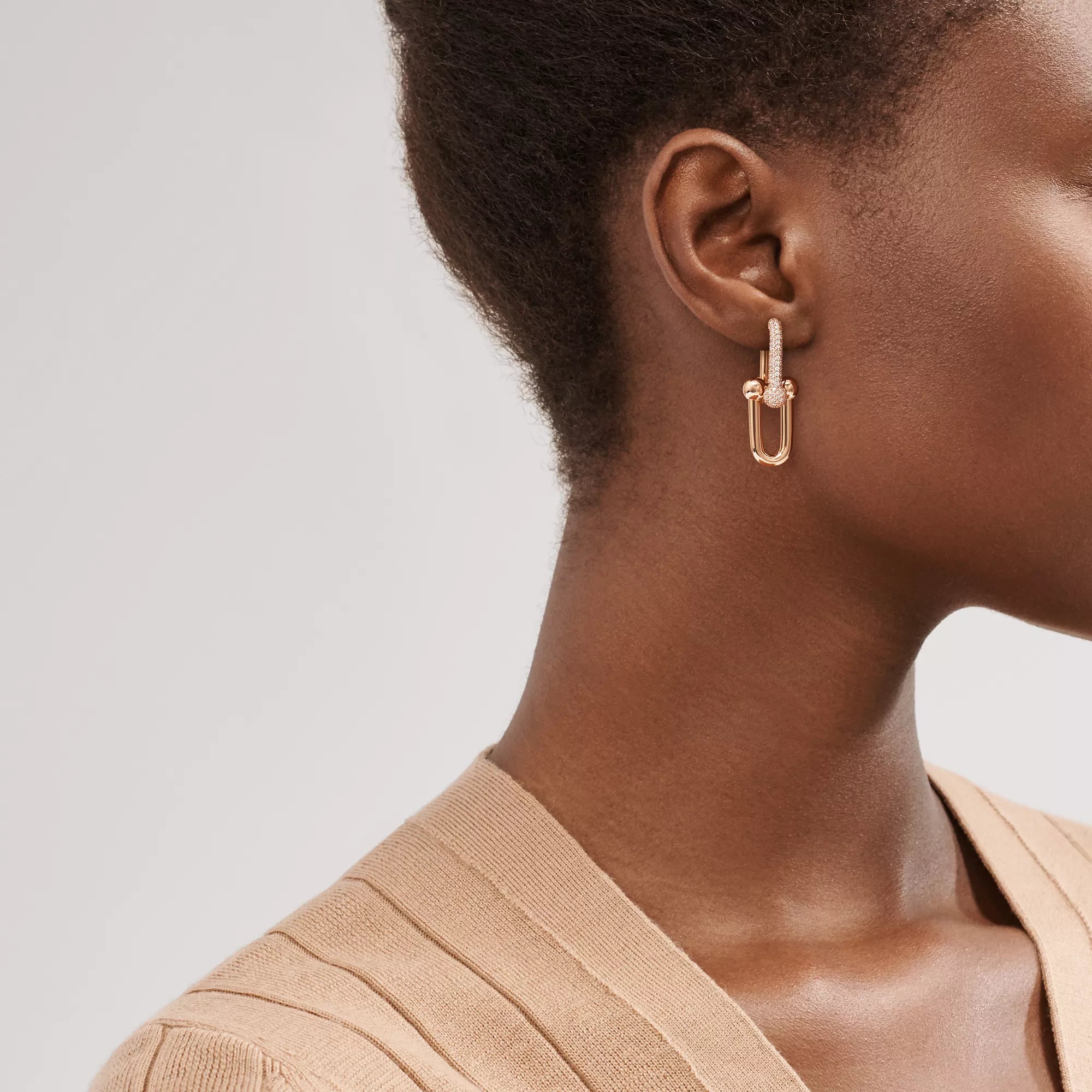 AV Pulse Earrings - Large Link Pavé Diamonds (Rose Gold)