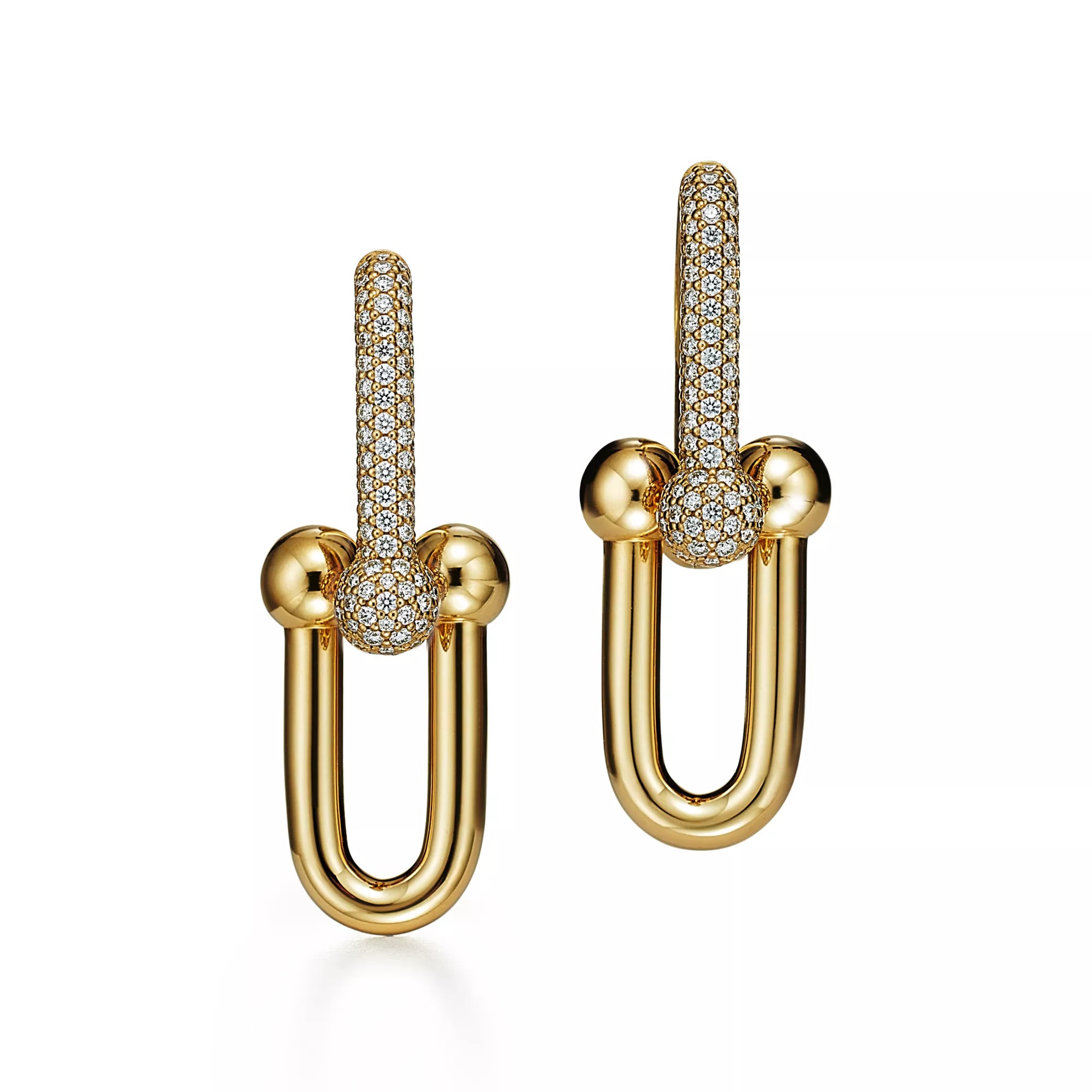 AV Pulse Earrings - Large Link Pavé Diamonds (Yellow Gold)