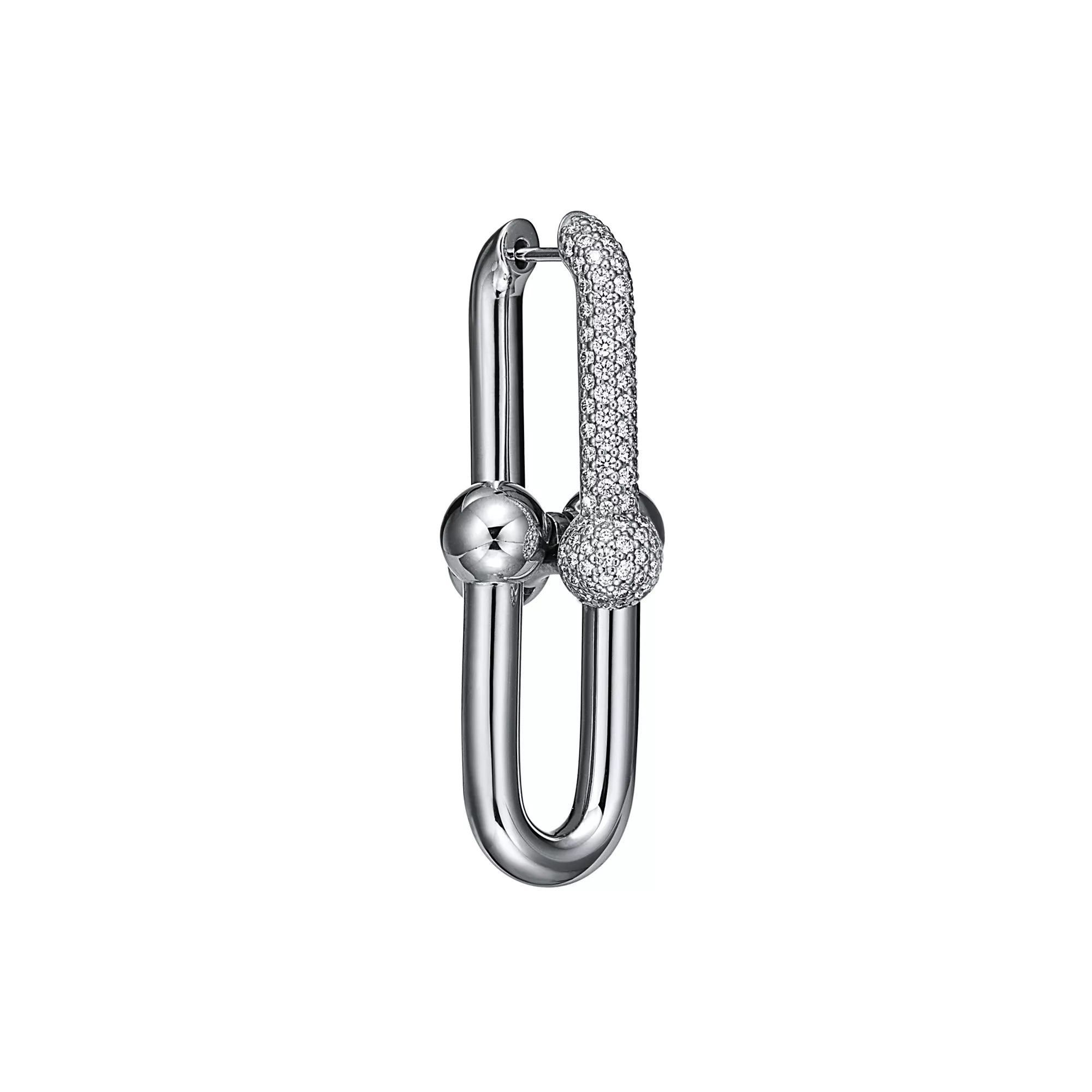 AV Pulse Earrings - Large Link Pavé Diamonds (White Gold)