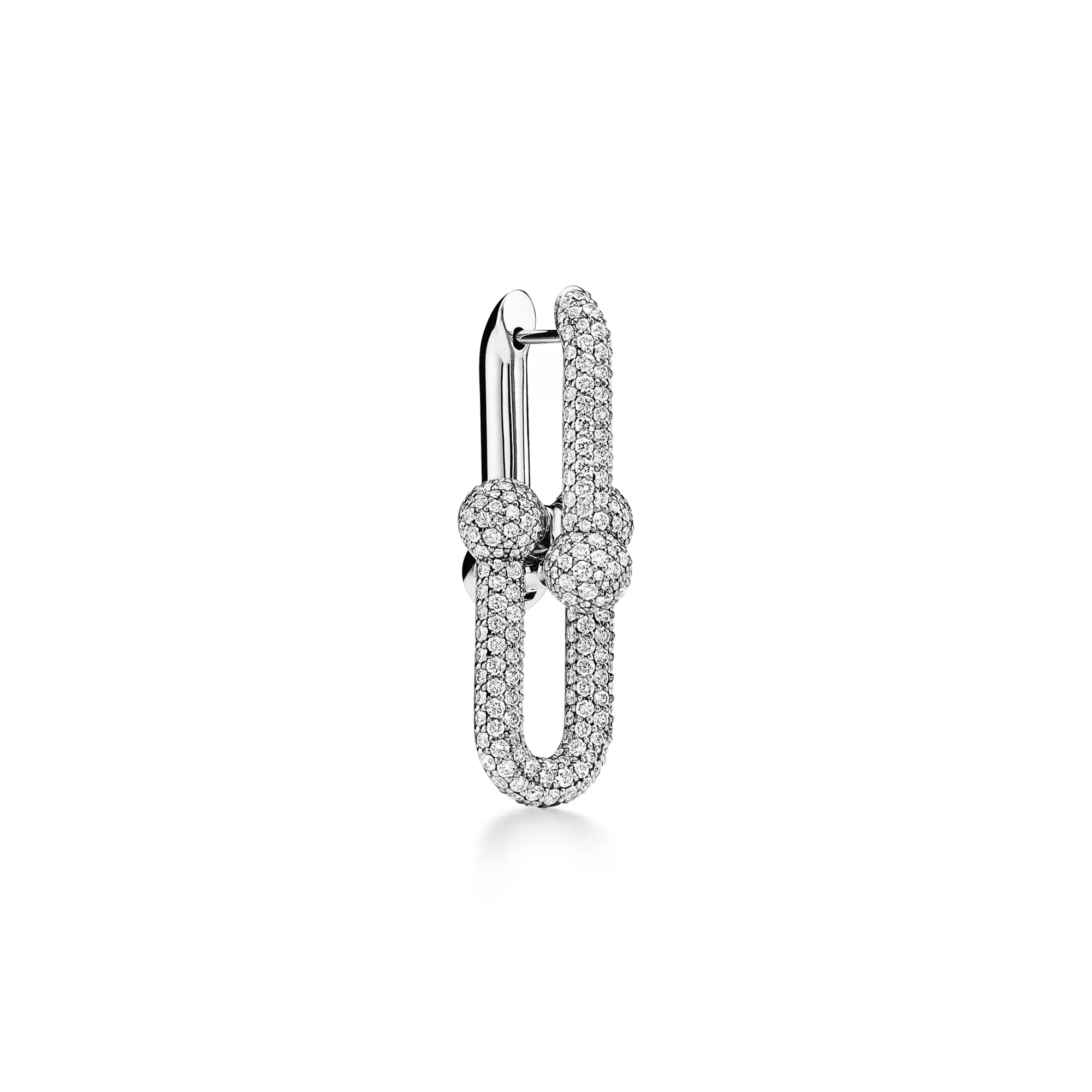 AV Pulse Earrings - Large Link Full Pavé Diamonds (White Gold)