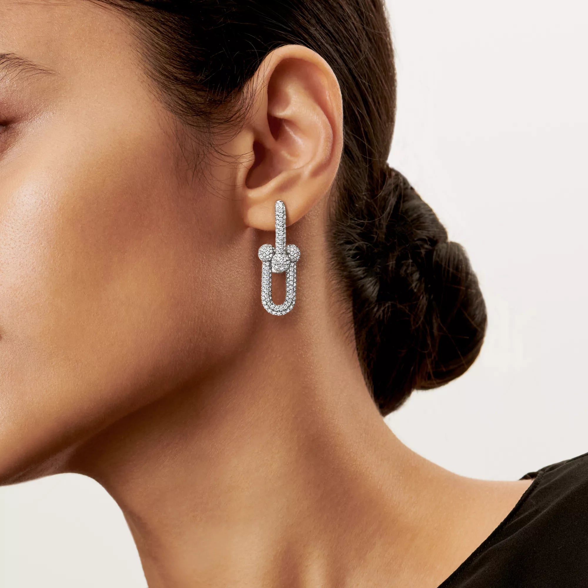AV Pulse Earrings - Large Link Full Pavé Diamonds (White Gold)